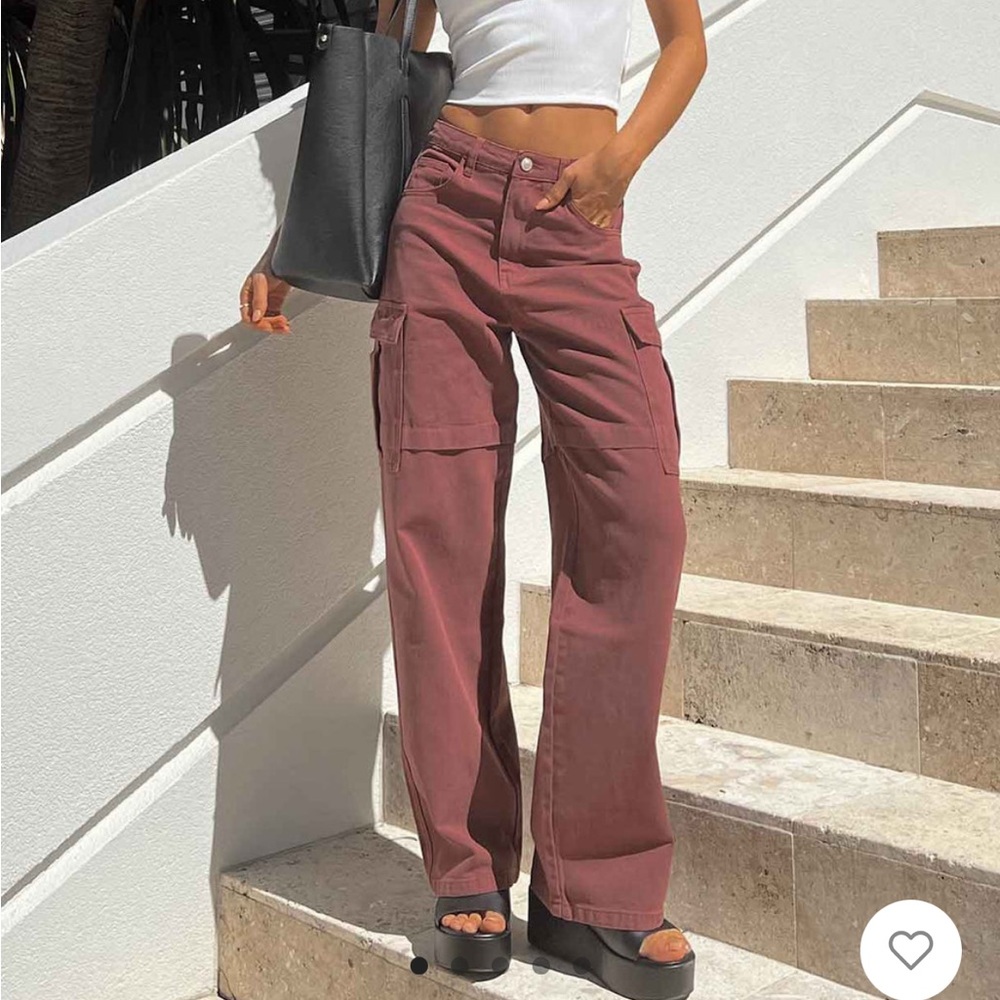 Princess Polly Burgundy cargo pants